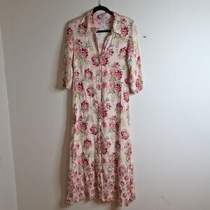Floral Pink and Cream Women's Dress